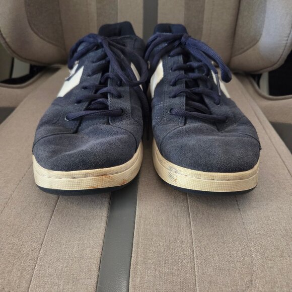 Converse All Star Men’s 9.5 Blue Suede Leather Sneakers Low Top Chevron - Picture 4 of 8